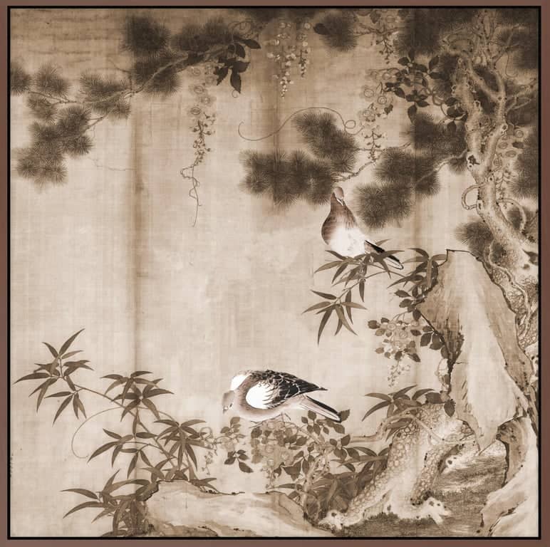 Canvas Pigeons sur une branche - bilde 1 av 1