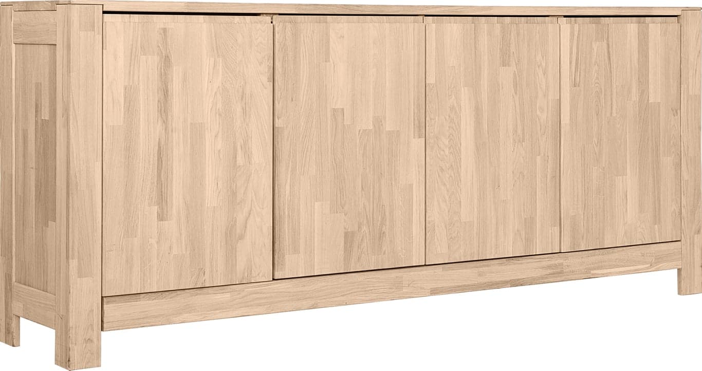200 x 41, H 85 cm med 4 dører, hvitoljet eik