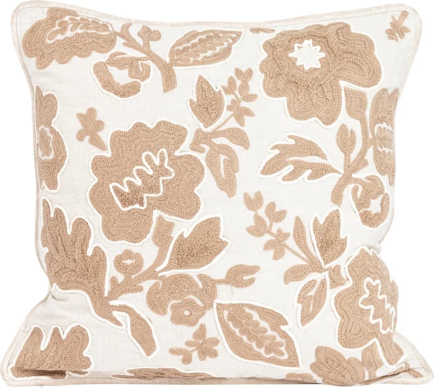 med mørk beige dekor i bomull 50x50 cm