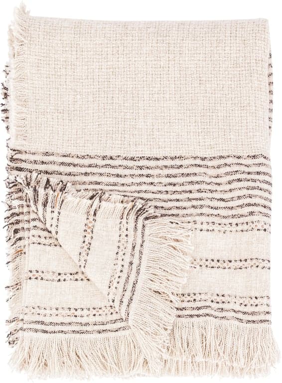 $Bilde av Lama pledd Trentino (130x180cm, beige m/svarte striper)
