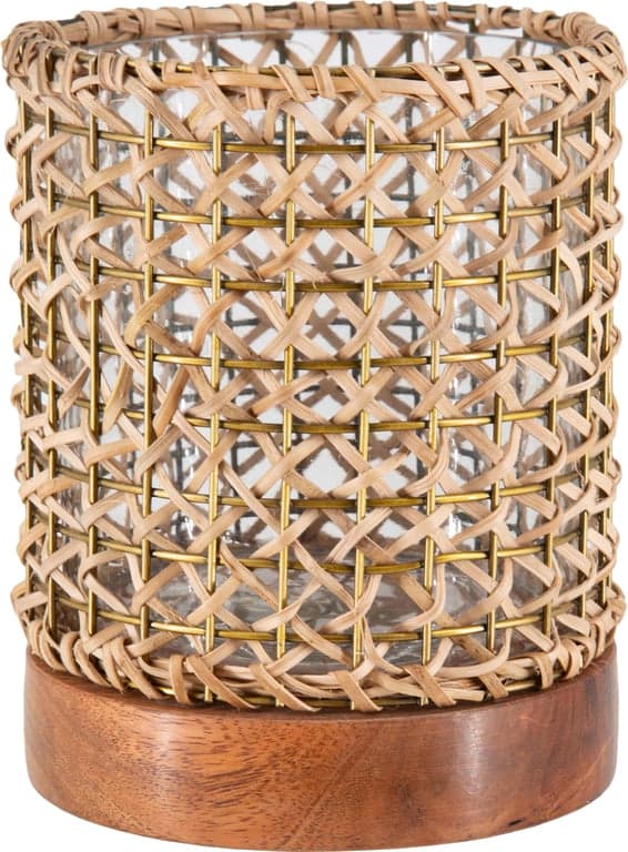 Ø: 12 H: 13,5 cm, natur rattan/glass