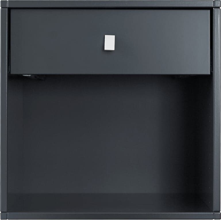 35 x 34 cm, H 35 cm. Modulsystem oppsett 71, nattbord u/ben 1 skuff antrasitt malt MDF