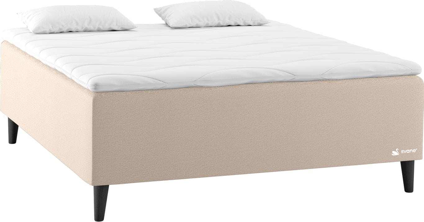 $Bilde av Svane® Origo Plus kontinentalseng 150x200 (Pure Elastec overmadrass, tekstil Moment Beige,  Cone leg 14cm Oak)