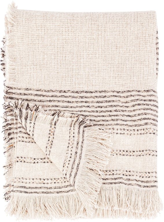 $Bilde av Lama pledd Trentino (130x180cm, beige m/svarte striper)